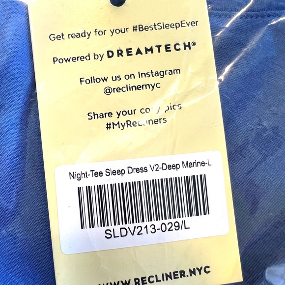 Recliner NYC NWT Deep Marine Blue Night Tee Sleep Dress V2 Pajama - Picture 3 of 3